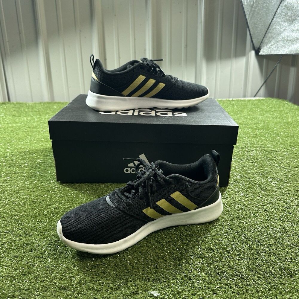 Adidas QT Racer 2.0 Women's Size 6.5 Black Gold Running Shoes w/ Box